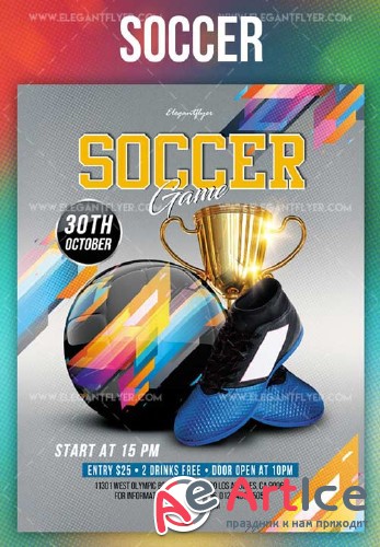 Soccer V33 2018 Flyer PSD Template + Instagram template