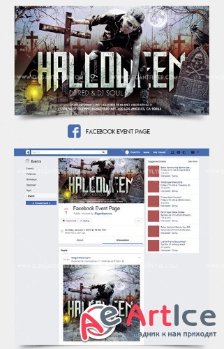 Halloween V30 2018 Facebook Event + Instagram template + Youtube Channel Banner