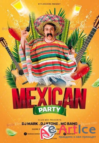 Mexican Party V15 2018 PSD Flyer Template