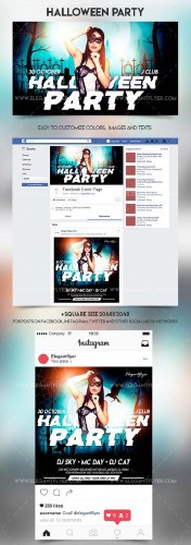 Halloween Party V35 2018 Facebook Event + Instagram template