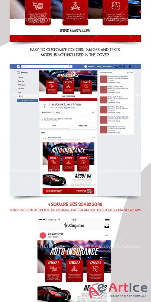 Auto Insurance V1 2018 Facebook Event + Instagram template