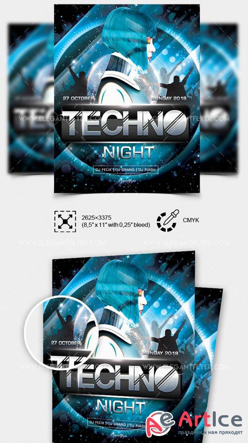 Techno Night V24 2018 PSD Flyer Template