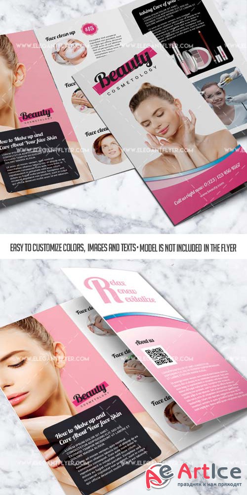 Cosmetology V11 2018 Tri-Fold Brochure PSD Template