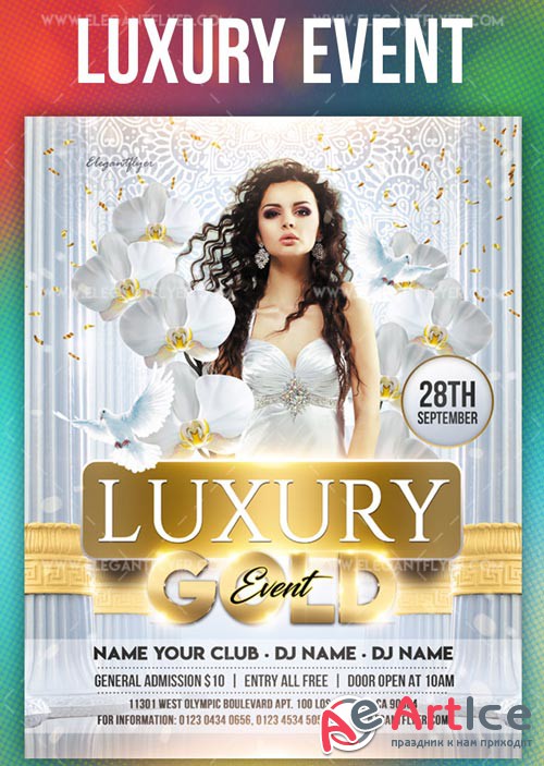 Luxury Gold Event V1 2018 Flyer PSD Template + Instagram template
