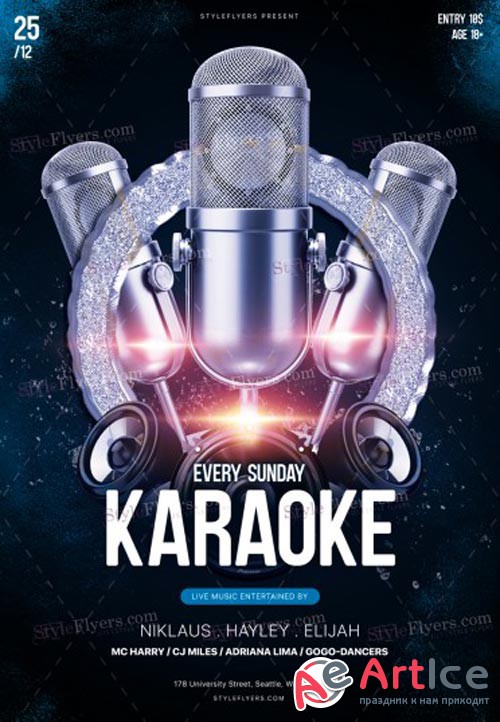 Karaoke V45 2018 PSD Flyer Template