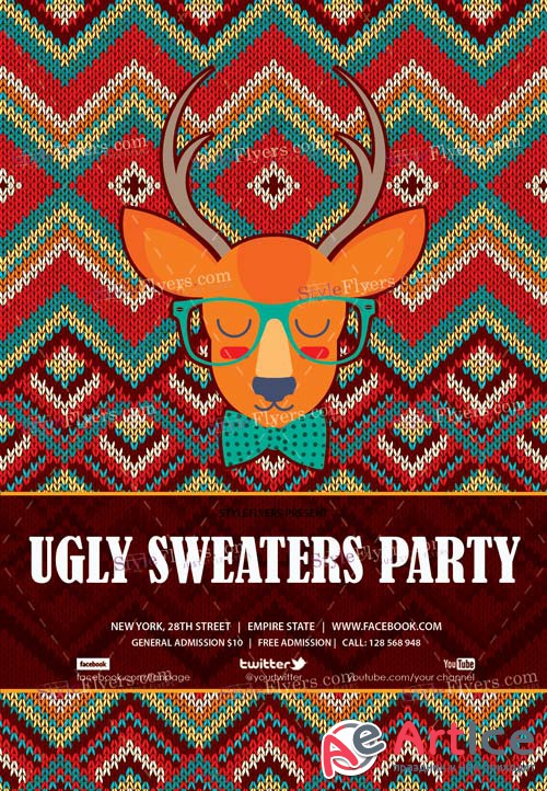 Ugly Sweaters Party V1 2018 Flyer PSD Template