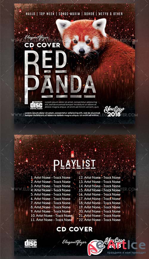 Red Panda V1 2018 Premium PSD CD Cover Artwork