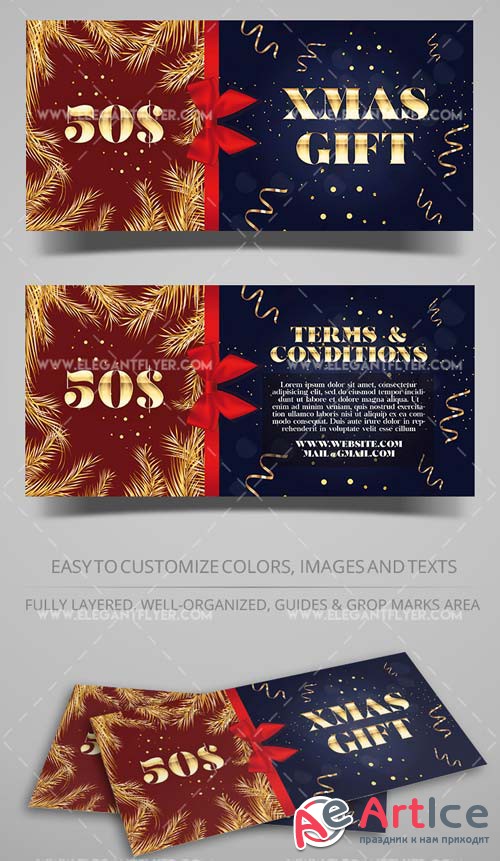 Christmas Discount V11 2108 Gift Certificate in PSD