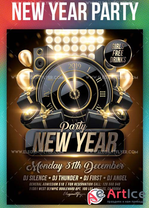 New Year Party V56 2018 Flyer PSD Template + Instagram template