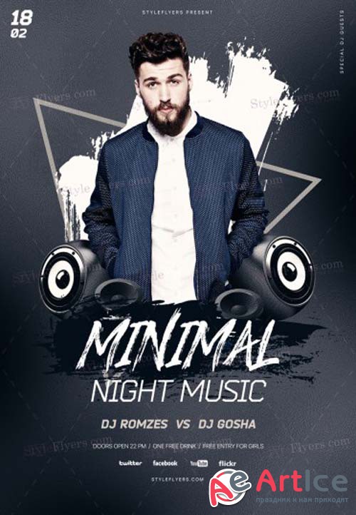 Minimal Night Music V20 2018 PSD Flyer Template