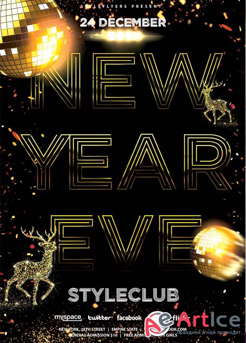 New Year Eve Flyer V65 2018 PSD Flyer Template