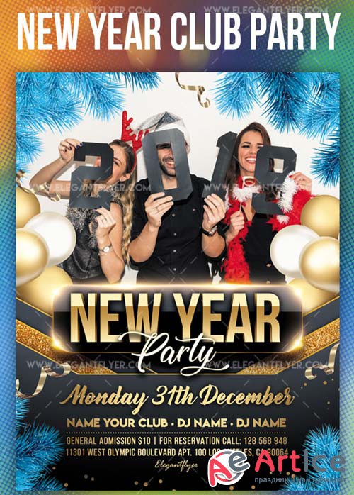 New Year Party V61 2018 Flyer PSD Template