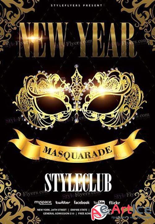 New Year Masquarade V79 2018 PSD Flyer Template