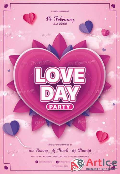 Love Day Party V1 2019 PSD Flyer Template
