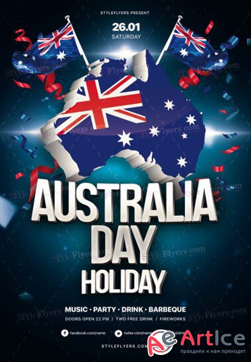 Australia Day Holiday V7 2018 PSD Flyer Template