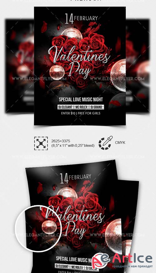 St. Valentines Day Party V1 2019 Flyer Template in PSD