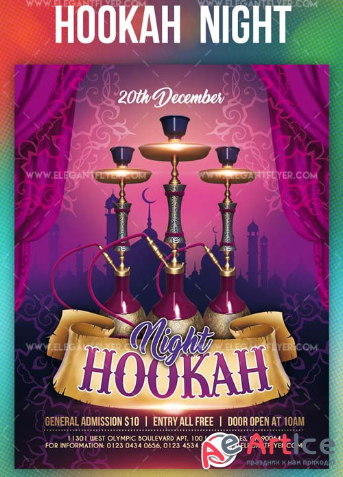 Hookah Night V1 2019 Flyer PSD Template