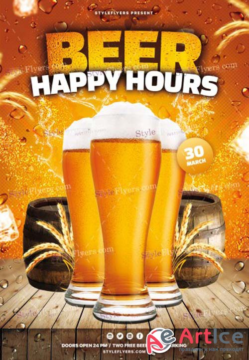 Beer Happy Hours V1 2019 PSD Flyer Template