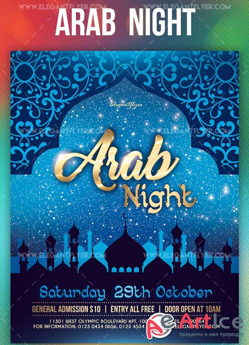 Arab Night V1 2019 PSD Flyer Template + Facebook Cover + Instagram Post