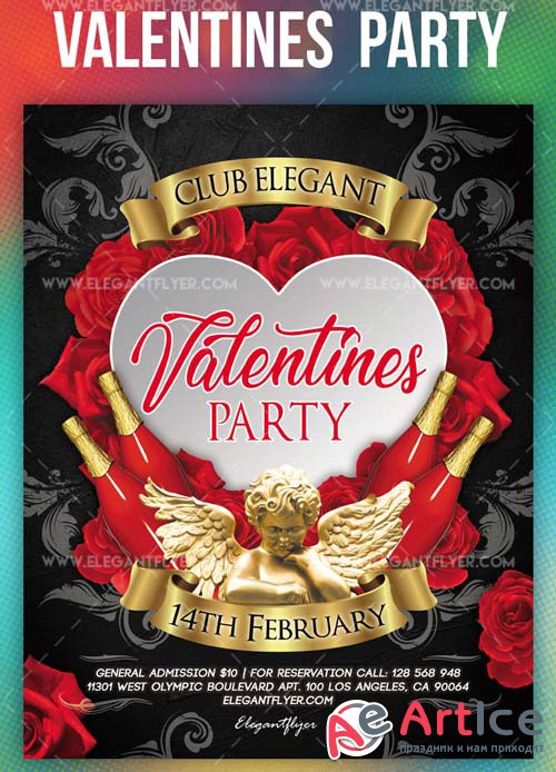 Valentines Party V14 2019 PSD Flyer Template + Facebook Cover + Instagram Post