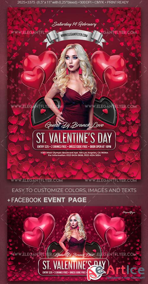 St. Valentines Day V15 2019 Flyer PSD Template