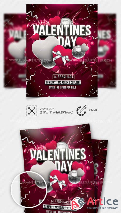 St. Valentines Day Party V12 2019 Flyer Template PSD + Facebook Cover + Instagram Post