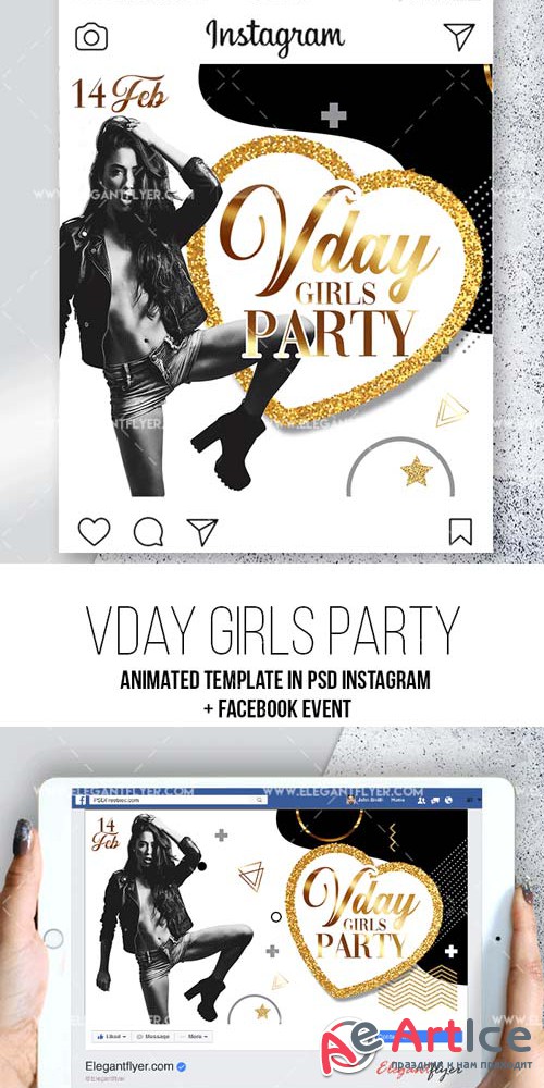 Girls V-day Party V1 2019 Animated Instagram Stories + Instagram Post + Facebook Cover