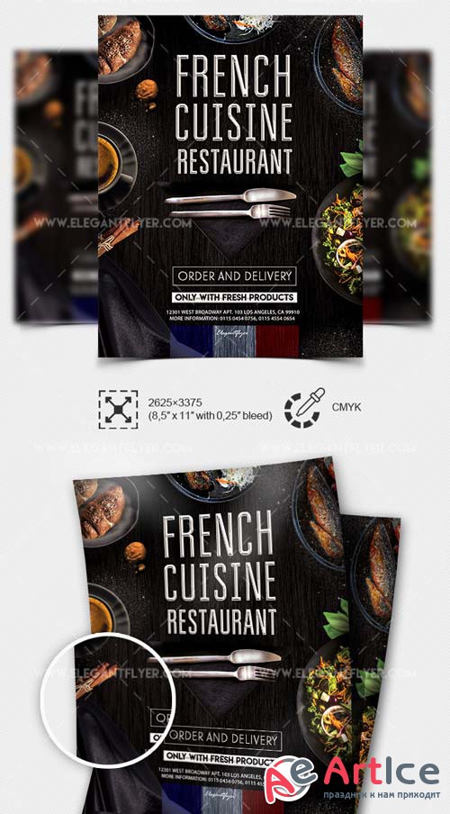French Cuisine Restaurant V1 2019 PSD Flyer Template + Facebook Cover + Instagram Post