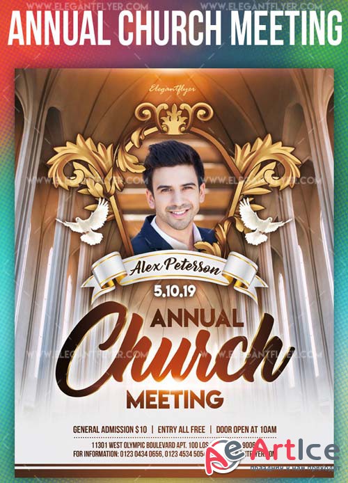 Annual Church Meeting V1 2019 PSD Flyer Template + Facebook Cover + Instagram Post