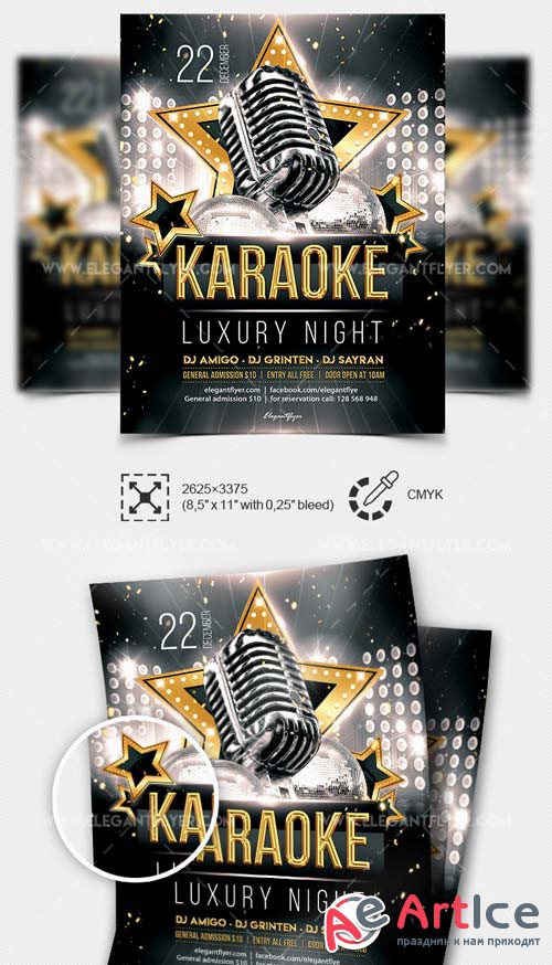 Luxury Karaoke Night V1 2019 PSD Flyer Template + Facebook Cover + Instagram Post