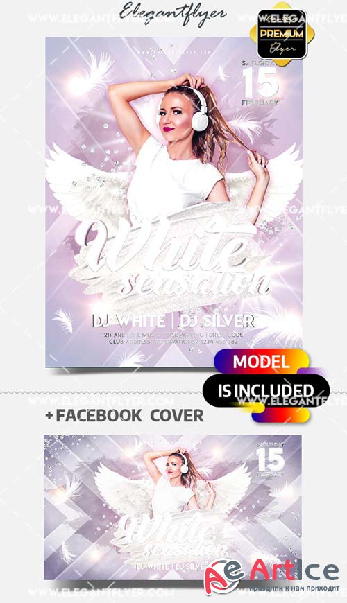 White Sensation Party V1 2019 PSD Flyer Template + Facebook Cover + Instagram Post
