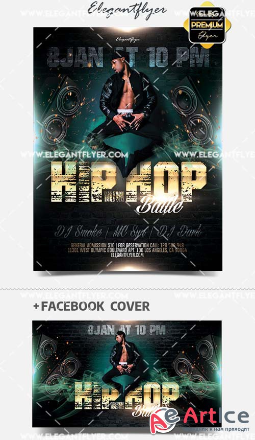 Hip-Hop Battle V1 2019 PSD Flyer Template + Facebook Cover + Instagram Post