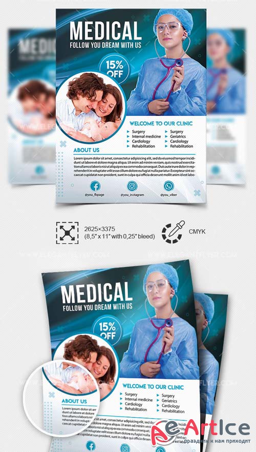 Medical Help V1 2019 PSD Flyer Template + Facebook Cover + Instagram Post