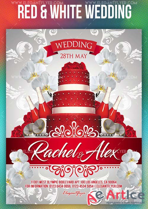 Red and White Wedding V1 2019 PSD Flyer Template + Facebook Cover + Instagram Post