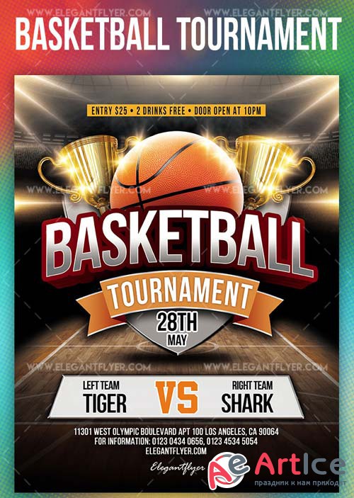 Basketball Tournament V3 2019 PSD Flyer Template + Facebook Cover + Instagram Post