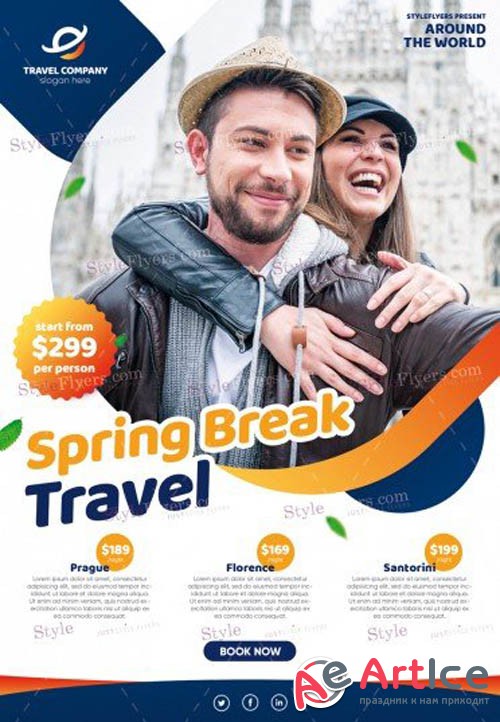 Spring Break Travel V1 2019 PSD Flyer Template