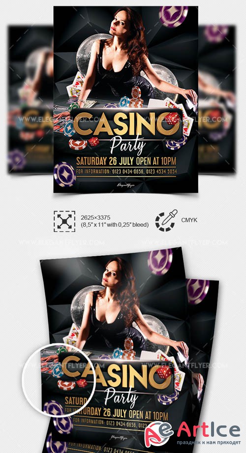 Casino Party V1 2019 PSD Flyer Template + Facebook Cover + Instagram Post