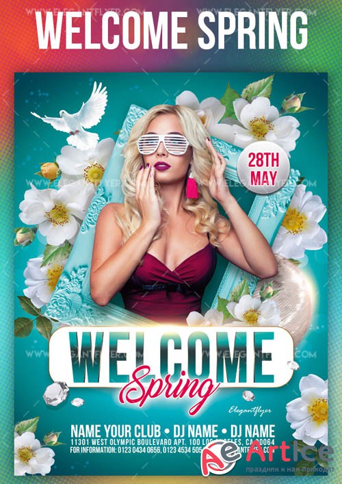 Welcome Spring V1 2019 Flyer PSD Template + Facebook Cover + Instagram Post