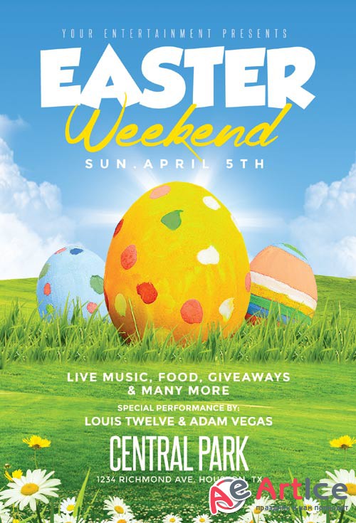 Easter Weekend psd flyer template