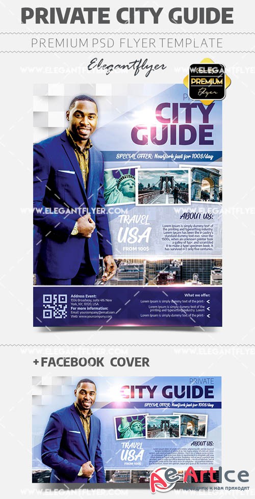 Private City Guide V1 2019 Flyer PSD Template + Facebook Cover + Instagram Post