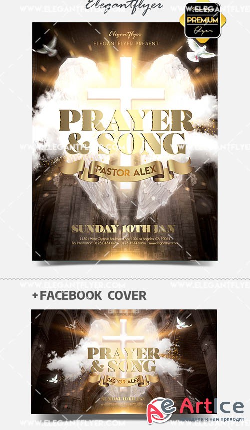 Prayer and Song V1 2019 Flyer PSD Template + Facebook Cover + Instagram Post