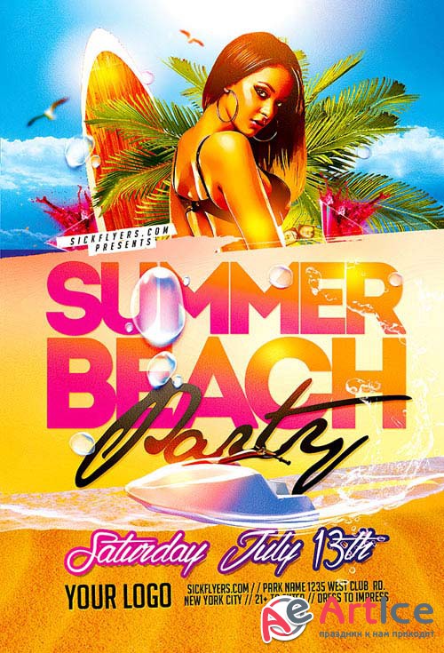 Beach Party psd flyer template