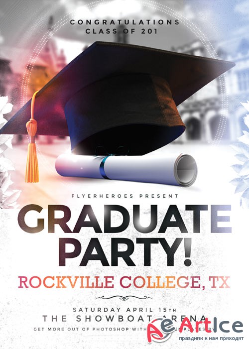 Graduate Party psd flyer template