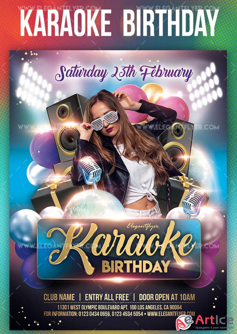 Karaoke Birthday V8 2019 PSD Flyer Template + Facebook Cover + Instagram Post