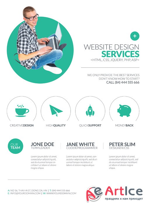Minimal Web Design psd flyer template