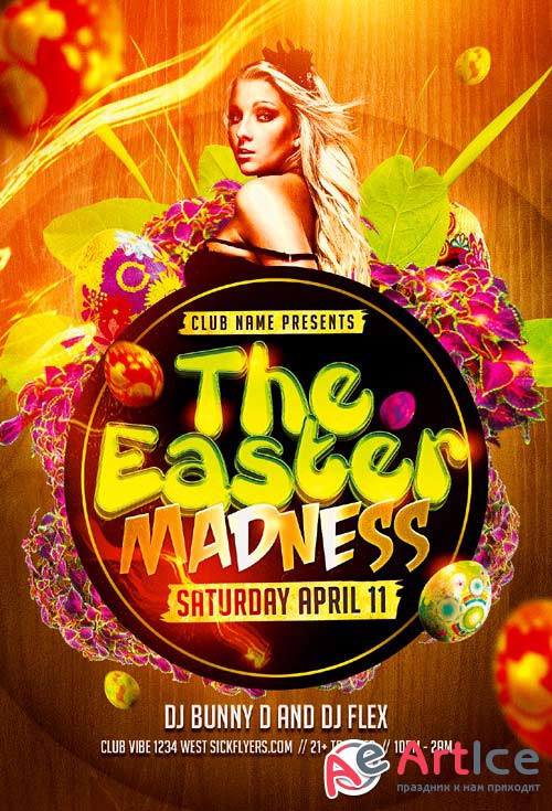 Easter Madness Party psd flyer template
