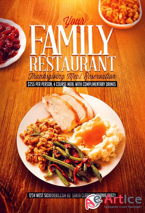 Your Family Restaurant psd flyer template