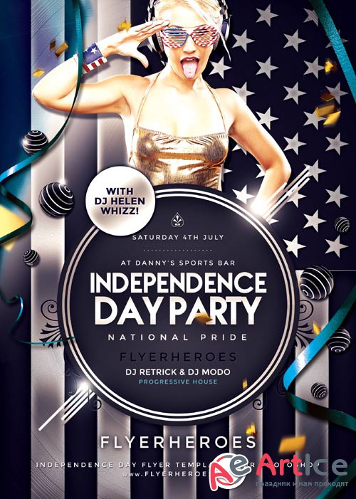 Independence Day Party psd flyer template