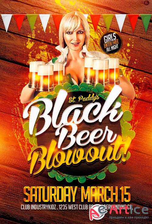 Black Beer Blowout psd flyer template