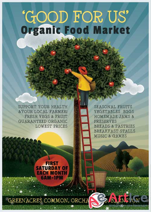 Organic Food Market psd flyer template